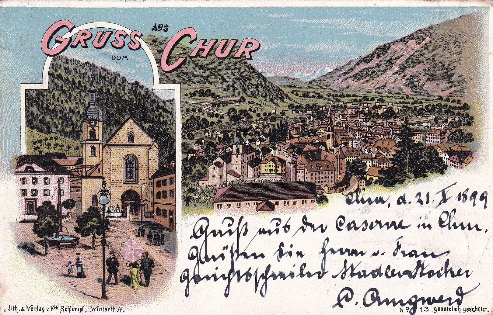 Cartoline postali: Gruss aus Chur 1899 – Usato da Cormoret venduto da Pascalll2001