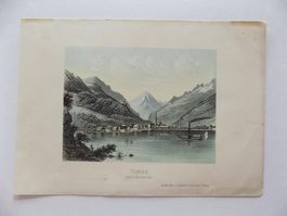 Flüelen Bristenstock selten getönte Lithographie