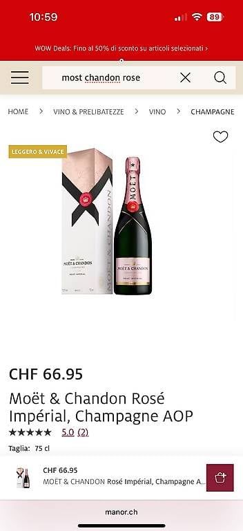 Moet Bevande alcoliche: Vendo bottiglia Moët & Chandon Rosé imperial – Nuovo e nell'imballaggio originale da Stabio venduto da van_5cry 4