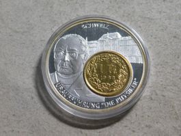 Medaille mit Silberfranken 1962 (vergoldet) - F. Dürrenmatt