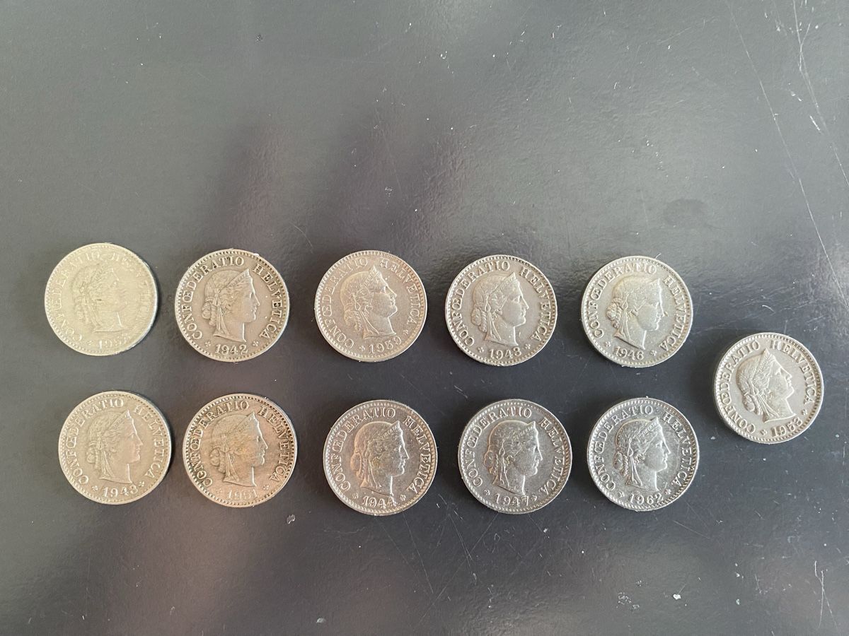 Alle Münzen: Pièces 5 centimes Confédération Suisse 1910-1962 – Gebraucht aus Lausanne von Csamadhi 1
