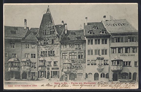 Ansichtskarten: Stein a. Rh., Marktplatz-Partie mit Hote – Gebraucht aus Berlin von bartko-reher
