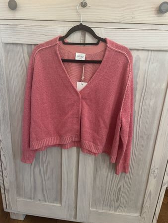Neu! Wrap Leinen-Cardigan, Gr. 34-38 Rosa