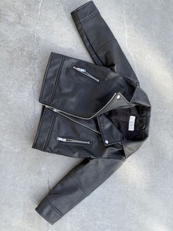 Coole Lederjacke für Kinder, Grösse 110/116, Schwarz!