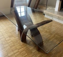 Designer Holztisch mit Glasplatte - Esstisch