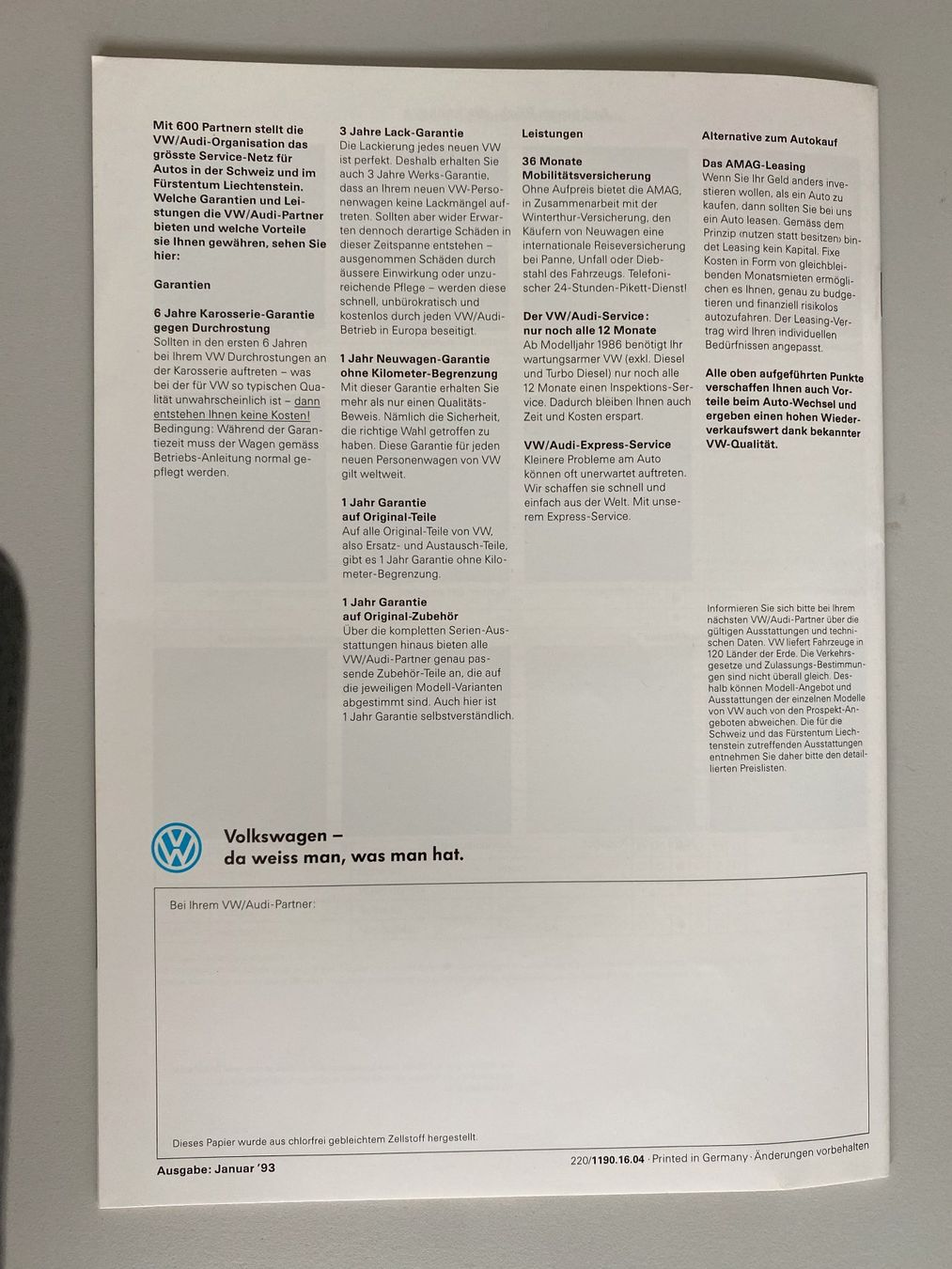 Zeitschriften & Magazine: Der Passat Syncro Magazin (1993) – Gebraucht aus Alpnach-Dorf von Hess-Automobile 4