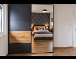 Schlafzimmer Set Bett mit Nachttischen und Kleiderschrank