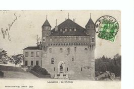 Lausanne - Le Château,, Schloss, 1908, frankiert