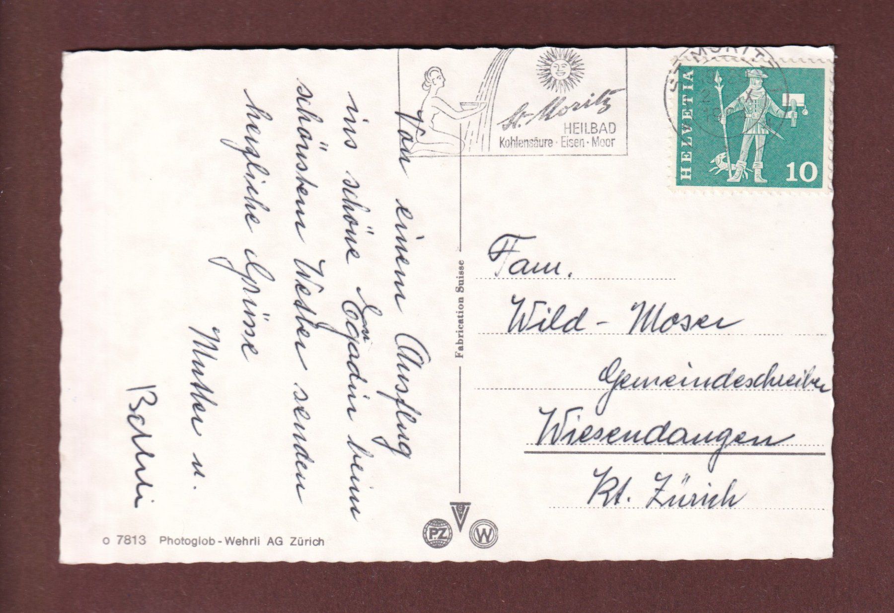 Cartes postales: ST. MORITZ-BAD und Dorf - 1964 – D'occasion à Pully par nicecards-shop 1