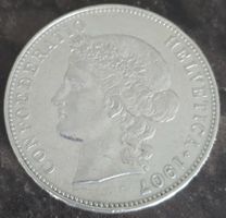 Seltene Schweiz 5 Franken Münze Helvetia 1907 Silber