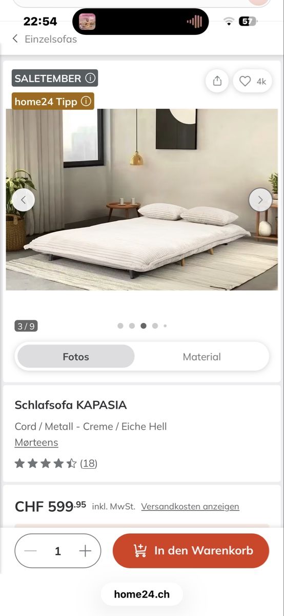 Divani: Schlafsofa Cord beige Neu – Nuovo (secondo la descrizione) da Lömmenschwil venduto da pv_cr 8