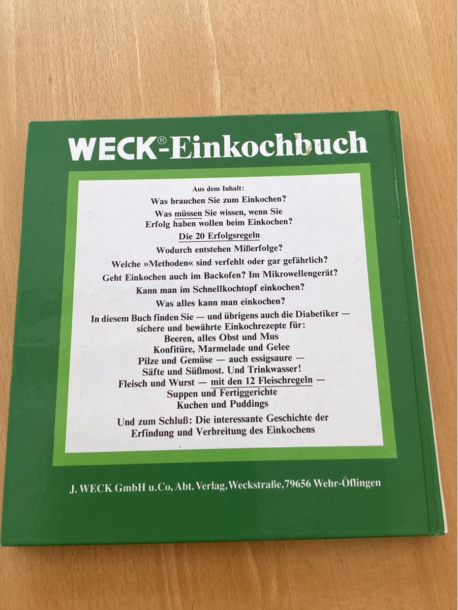 Livres: Weck -Einkochbuch – D'occasion à Wassen UR par SABDOM 1
