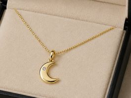 Anhänger für Halskette Mond mit Brillant, kette s925