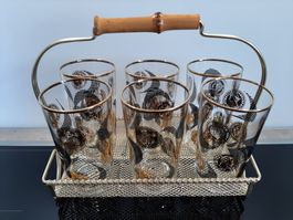 Mid Century Modern 50er 60er Jahre 6 Stück Gläser im Träger