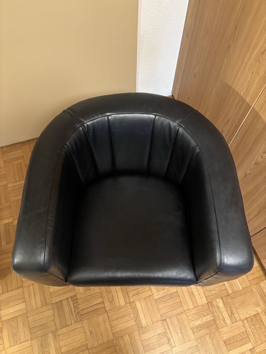 Zanotta Sessel: Zanotta Sessel Onda schwarz Leder – Gebraucht aus Zürich von Siino 4