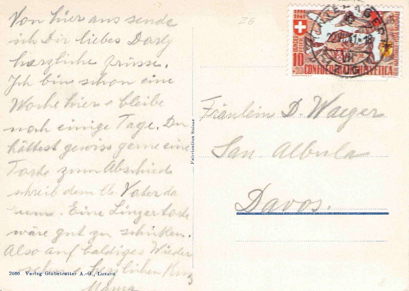 Ansichtskarten: - Unter - Aegeri mit Aegerisee , 1941 – Gebraucht aus Reichenburg von Pipo-67 1