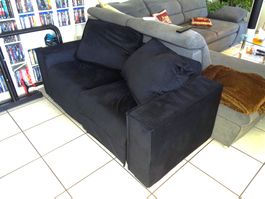 Sofa Schwarz / Antrazit 160x73 cm, 2 Kissen, Neu