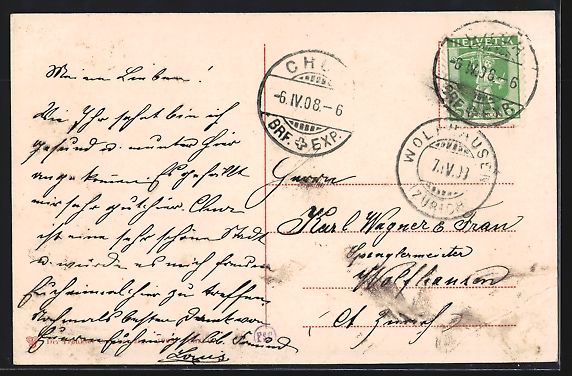 Cartoline postali: AK Chur, Teilansicht mit Calanda, 1908 – Usato da Berlin venduto da bartko-reher 1