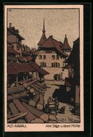 Steindruck-AK Aarau, Obere Mühle und al