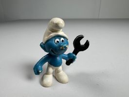 Vintage  mechanic schtroumpf Schlumpf  Smurf PEYO 1980