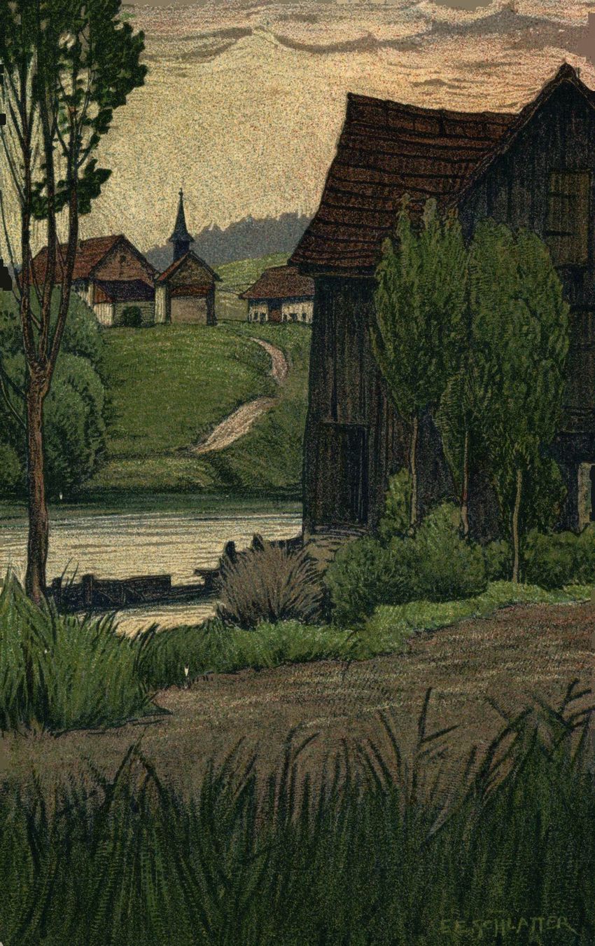 Cartoline postali: Blick auf Ober-Gailingen (E. E. Schlatter) – Usato da Bronschhofen venduto da Astore