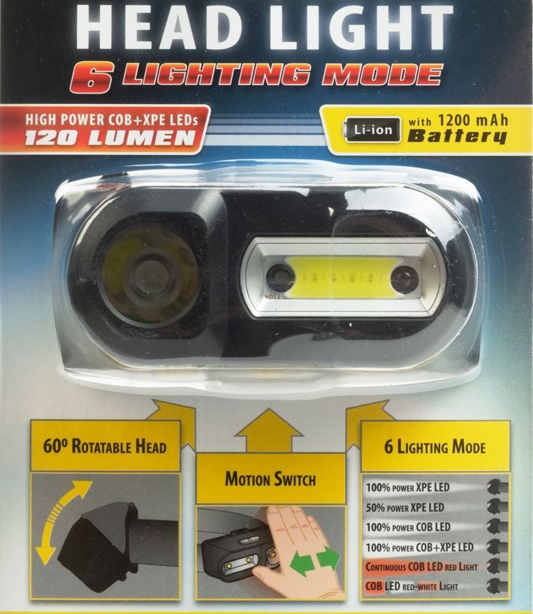 Lampen: Stirnlampe Head Light mit AKKU-USB  + Bewegungssensor – Neu und originalverpackt aus St. Gallen von schnaeppchen-preise 1
