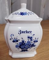 Zuckerdose Keramik blauweis mit Deckel H 14 cm, Rarität 