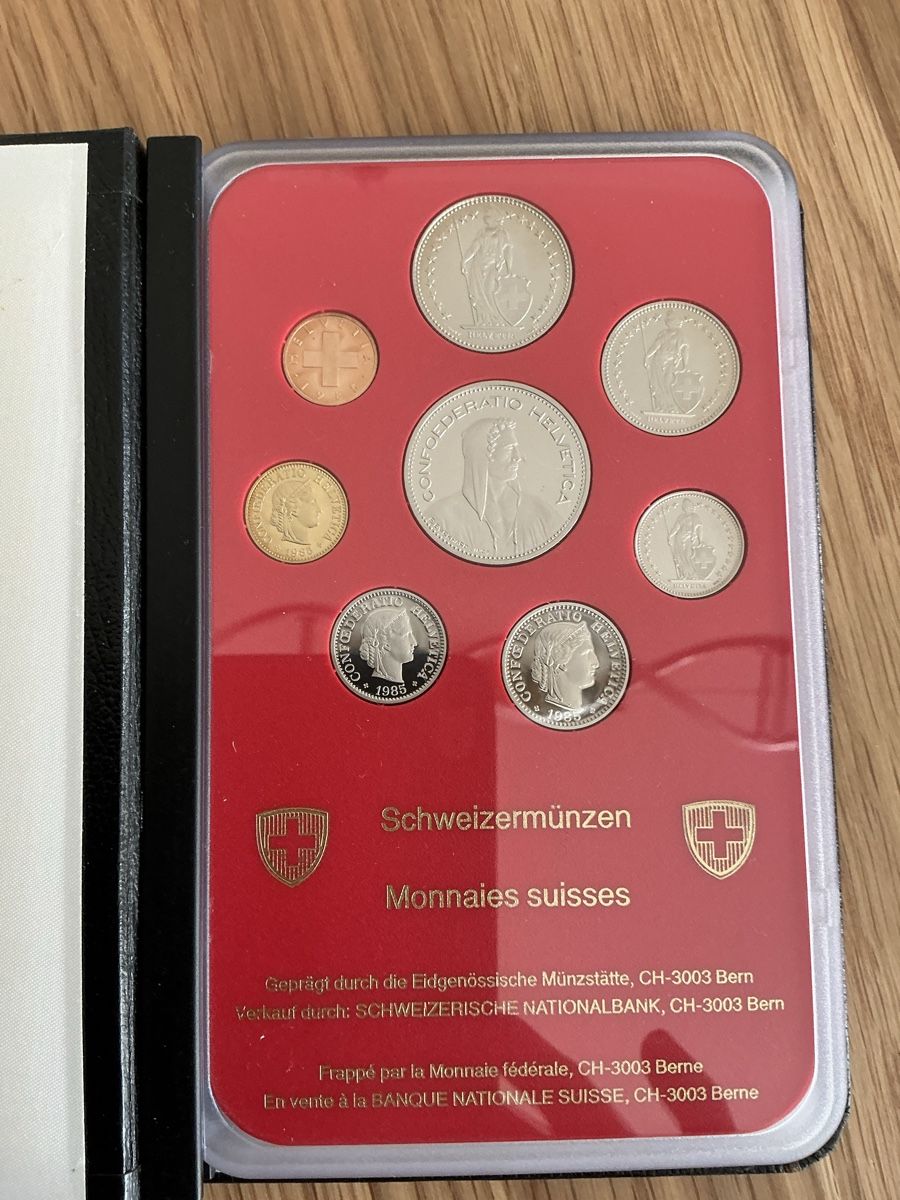 Alle Münzen: Schweizer Münzsatz 1985 Polierte Platte OVP  – Neu und originalverpackt aus Basel von triniswiss68 4