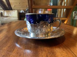 Gallia Christofle Jugendstil Tasse Teller um 1910