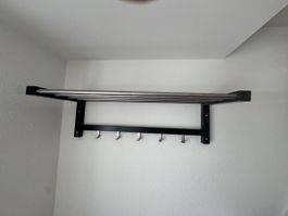 Wandgarderobe mit Ablage und Haken schwarz Metall