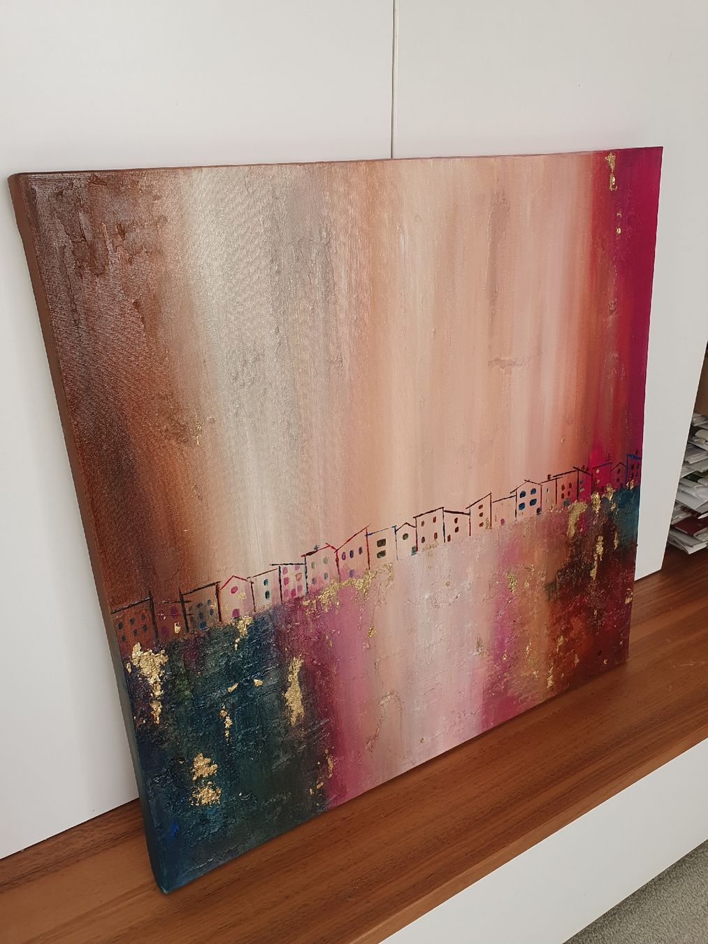 Dipinti: Abstract Painting - Gold Leaf Accent! – Nuovo (secondo la descrizione) da Klingnau venduto da Soldekorarte 1