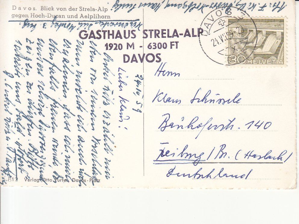Cartoline postali: Davos 1959 – Usato da Bürglen TG venduto da StampGraf 1