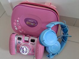 Kinderkamera mit Tasche und Kopfhörer