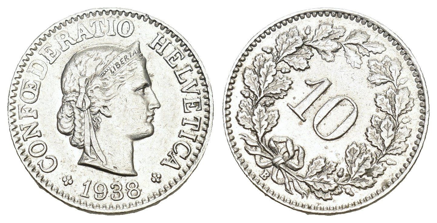 Tutti le monete: Schweiz 1938 10 Rappen Abart – Usato da Bern venduto da numismatictops