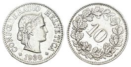 Schweiz 1938 10 Rappen Abart
