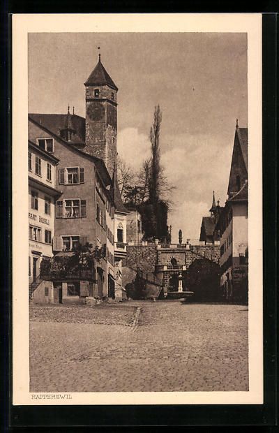 Cartoline postali: Rapperswil, Restaurant Rössli mit Turm  – Usato da Berlin venduto da bartko-reher
