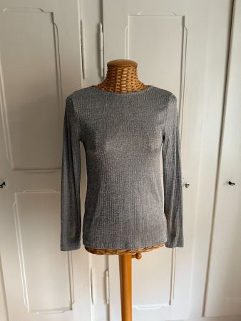 Langarmshirt silbern gestreift XS
