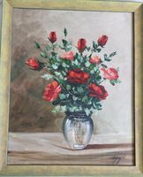 Peinture "Vase de Roses" - 55/45cm