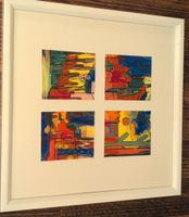Abstract Art Print Four Parts White Frame Like New