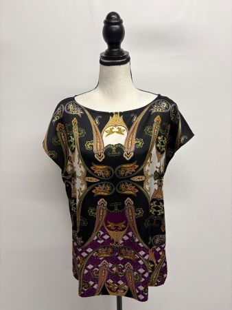 Vince Camuto lockeres Shirt M Oberteil Print schwarz gold