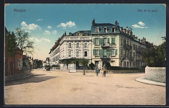 Cartoline postali: AK Morges, Rue de la gare, 1917 – Usato da Berlin venduto da bartko-reher