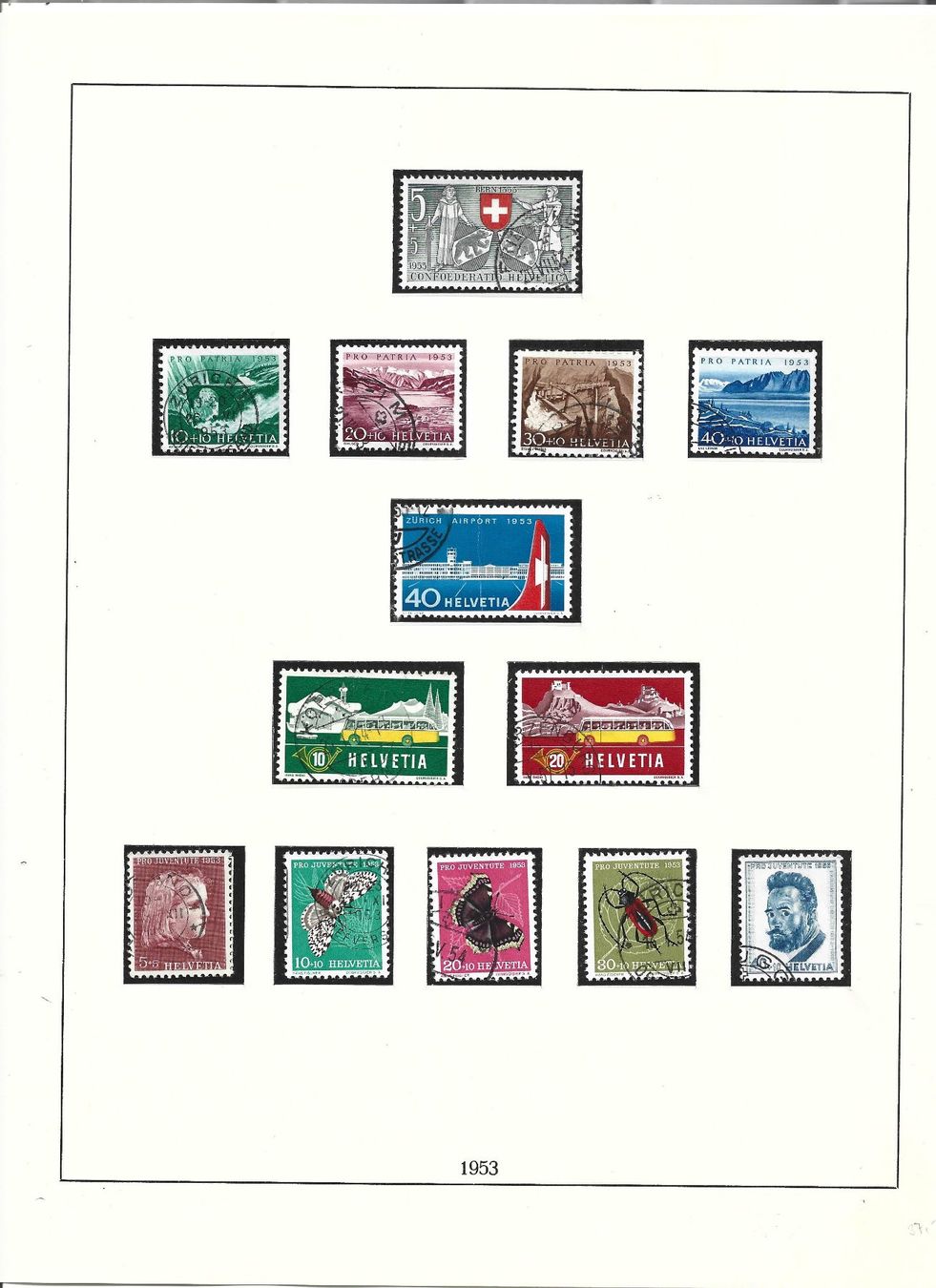 Alle Briefmarken: divers timbres des série 1952/53 – Gebraucht aus Delemont von toutdubon11 1