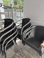 Gastro Stühle Aluminium Geflecht schwarz stapelbar 4 Stk
