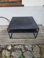 Couchtisch Metall schwarz quadratisch mit Ablagefach