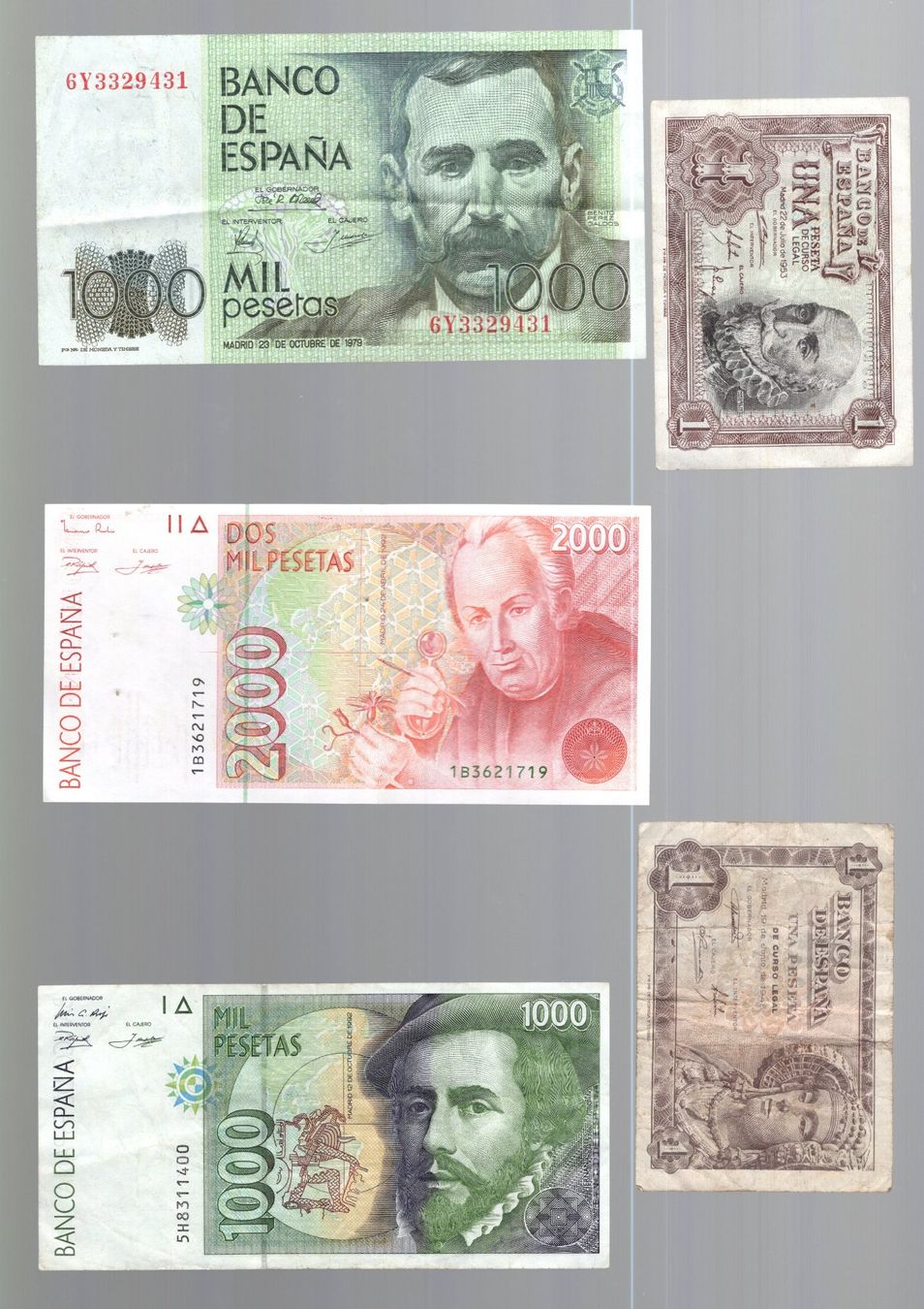 Banknoten: Spain noten 5 stück – Gebraucht aus Leibstadt von baroc333