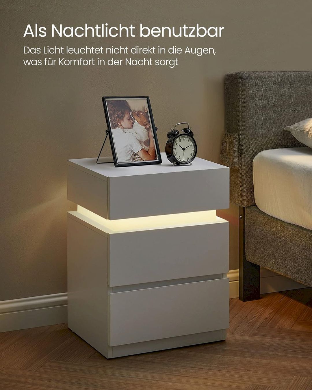 Comodini: VASAGLE Nachttisch mit LED-Beleuchtung – Nuovo e nell'imballaggio originale da Bottighofen venduto da zaap 4