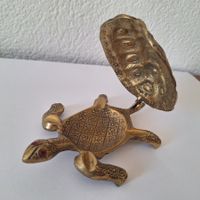 Vintage Messing Aschenbecher, Schildkröte mit roten Augen