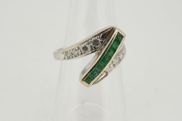 edler Smaragd Brillant Ring 14 Karat  5 gr. Ringgröße 51,5