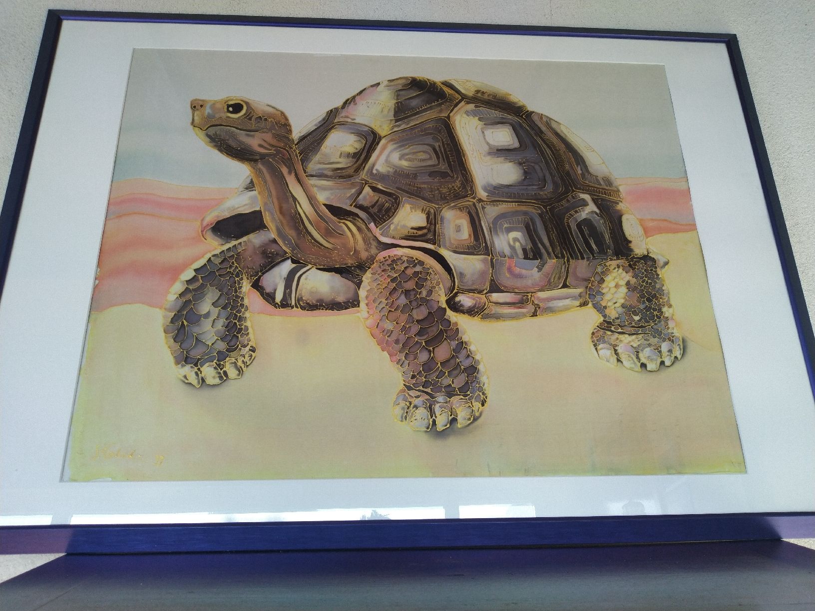 Dipinti: Seidenbild Schildkröte  74/104 – Usato da Weggis venduto da cherry2000