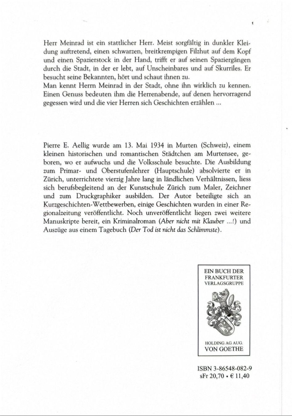 Libri: Aellig Pierre E., Herr Meinrad & Co - Kurzgeschichten – Nuovo (secondo la descrizione) da Sarnen venduto da Livres 1